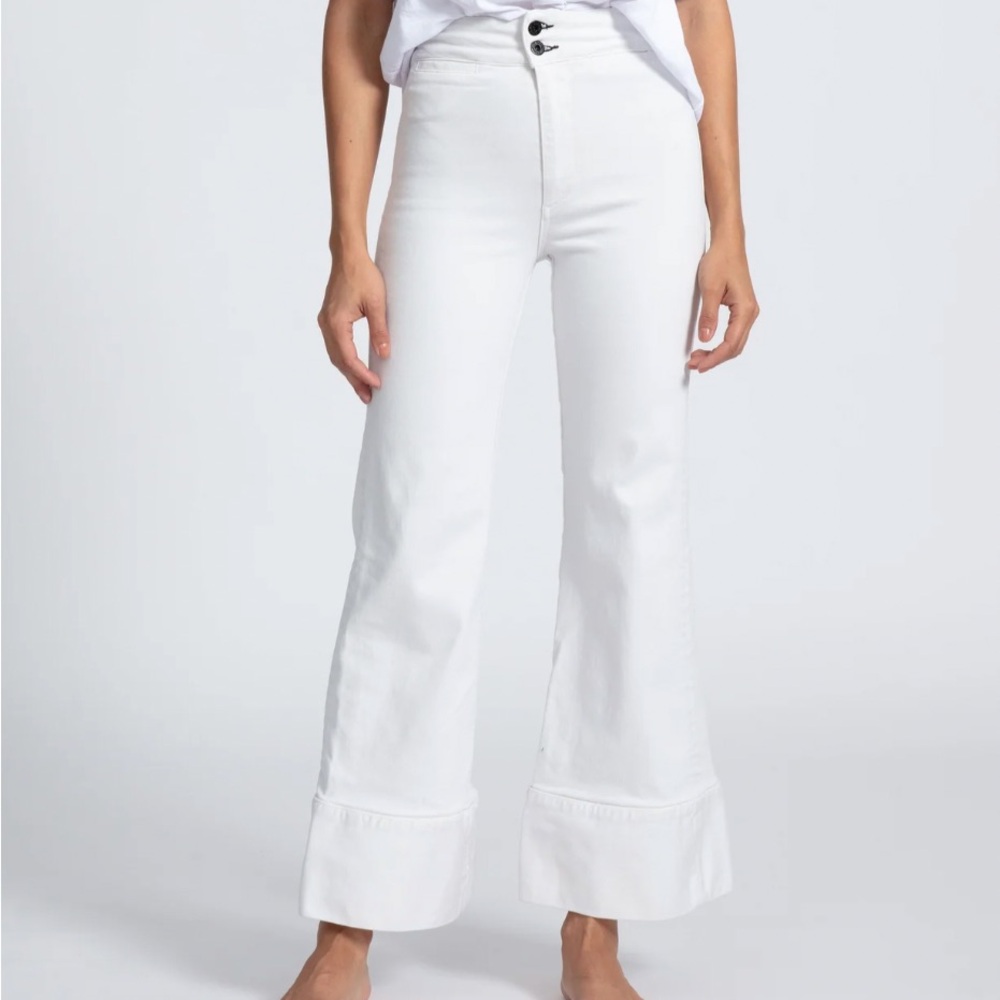 ASKK NY Brighton Crop White Sailor Jeans Sz 32